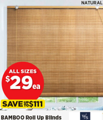 Spotlight BAMBOO Roll Up Blinds offer