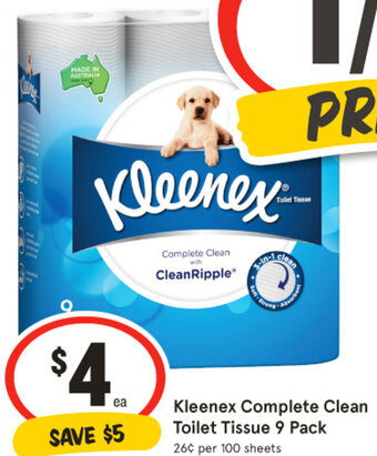 IGA Kleenex Complete Clean Toilet Tissue 9 Pack offer