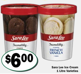 Sara Lee Ice Cream 1 Litre Varieties