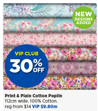 Spotlight Print & Plain Cotton Poplin 112cm wide. 100% Cotton. offer