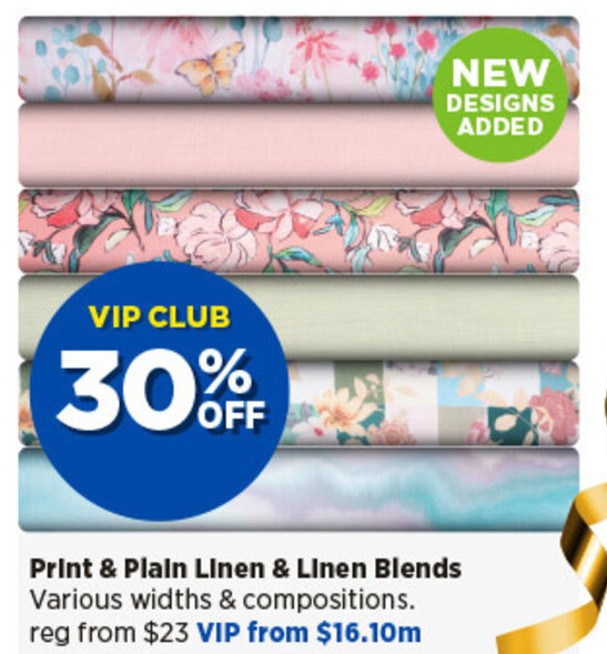Print & Plain Linen & Linen Blends offer at Spotlight