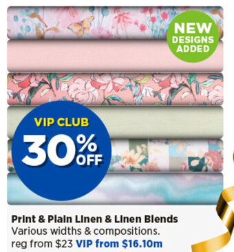 Spotlight Print & Plain Linen & Linen Blends offer