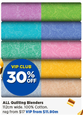 Spotlight ALL Quilting Blenders 112cm wide offer