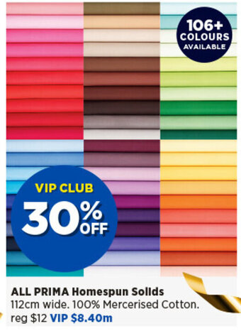 Spotlight ALL PRIMA Homespun sollds 112cm offer