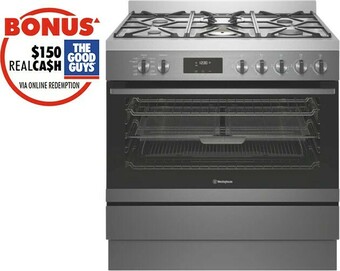 The Good Guys Westinghouse 90cm Dual Fuel Pyrolytic Upright Cooker offer