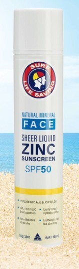 Surf life saving natural mineral face sheer liquid zinc spf50 sunscreen^