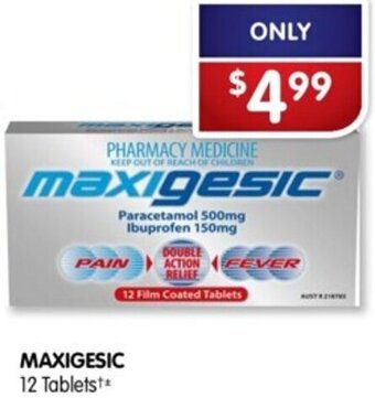 Alliance Pharmacy MAXIGESIC 12 Tablets offer