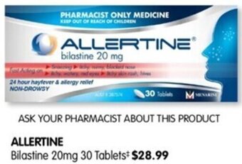 ALLERTINE Bilastine 20mg 30 Tablets