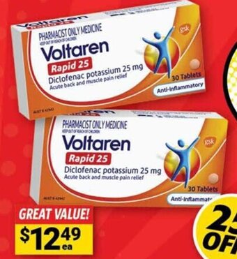 Cincotta Chemist VOLTAREN Rapid 25mg 30 Tablets offer