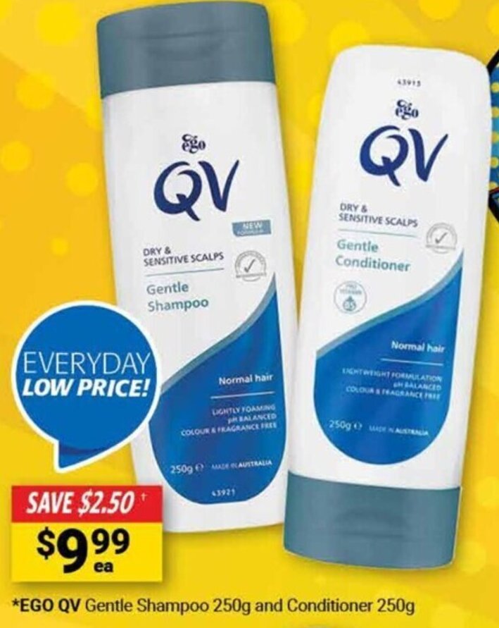 EGO QV Gentle Shampoo 250g and Conditioner 250g offer at Cincotta Chemist
