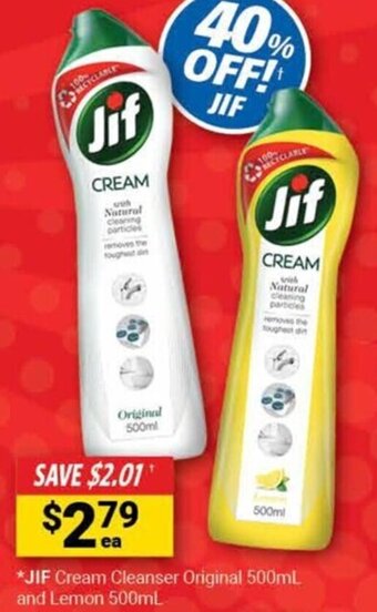 Cincotta Chemist JIF Cream Cleanser Original 500mL and Lemon 500mL offer