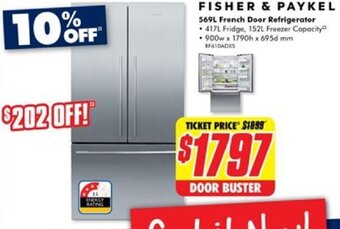 The Good Guys 569L French Door Refrigerator offer