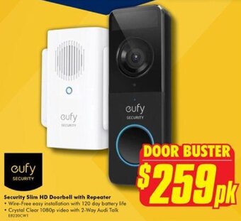 The Good Guys Security Slim HD Doorbell with Repeater offer