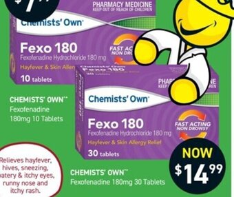 Chemist King CHEMISTS' OWN Fexofenadine 180mg 10 Tablets offer