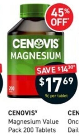 Chemist King CENOVIS Magnesium Value Pack 200 Tablets offer