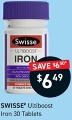 Chemist King SWISSE Ultiboost Iron 30 Tablets offer