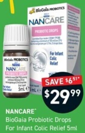 Chemist King NANCARE BioGaia Probiotic Drops For Infant Colic Relief 5ml offer