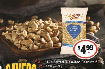 IGA JC's Salted/Unsalted Peanuts 500g offer