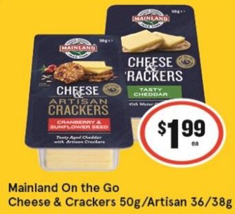 IGA Mainland On the Go Cheese & Crackers 50g/Artisan 36/38g offer
