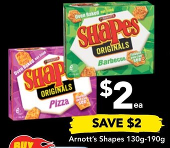 Drakes Arnott's Shapes 130g-190g offer