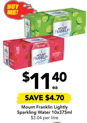 Drakes Mount Franklin Lightly Sparkling Water 10x375ml` offer