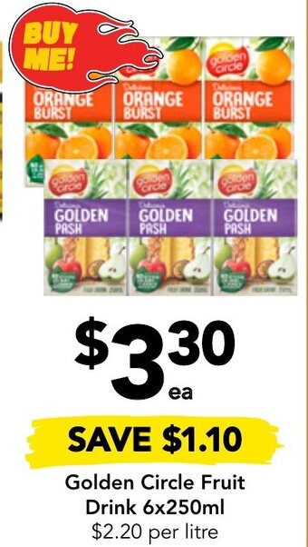 Drakes Golden Circle Fruit Drink 6x250ml offer