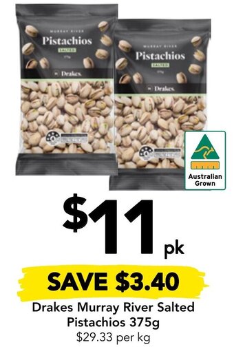 Drakes Drakes Murray River Salted Pistachios 375g offer