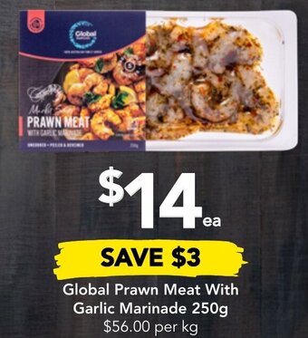 Drakes Global Prawn Meat With Garlic Marinade 250g offer