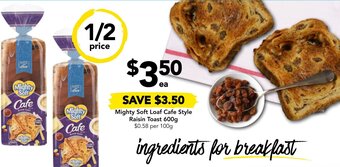 Drakes Mighty Soft Loaf Cafe Style Raisin Toast 600g offer