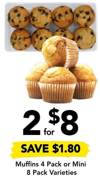 Drakes Muffins 4 Pack or Mini 8 Pack Varieties offer