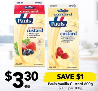 Drakes Pauls Vanilla Custard 600g offer