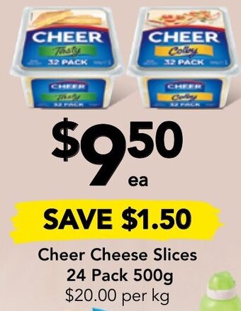 Drakes Cheer Cheese Slices 24 Pack 500g offer