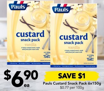 Drakes Pauls Custard Snack Pack 6x150g offer
