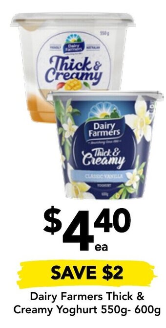 Drakes Dairy Farmers Thick & Creamy Yoghurt 550g- 600g offer