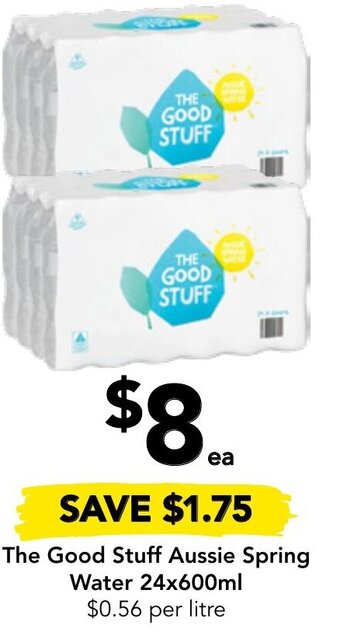 Drakes The Good Stuff Aussie Spring Water 24x600ml offer