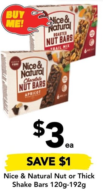Drakes Nice & Natural Nut or Thick Shake Bars 120g-192g offer