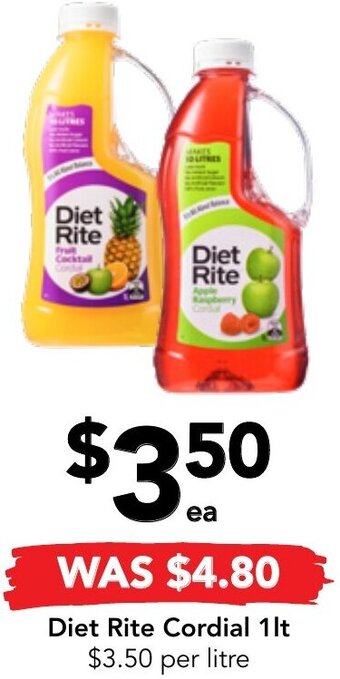 Drakes Diet Rite Cordial 1lt offer