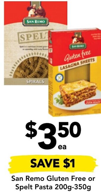 Drakes San Remo Gluten Free or Spelt Pasta 200g-350g offer