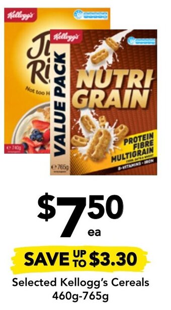 Drakes Selected Kellogg's Cereals 460g-765g offer