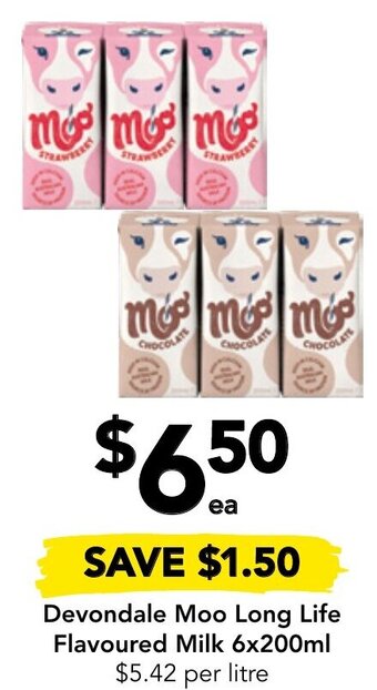 Drakes Devondale Moo Long Life Flavoured Milk 6x200ml offer