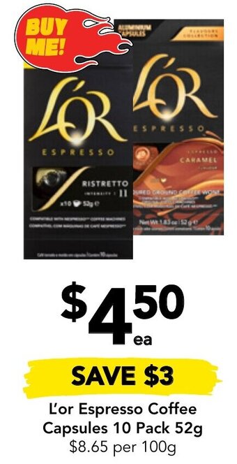 Drakes L'or Espresso Coffee Capsules 10 Pack 52g offer