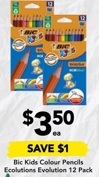 Drakes Bic Kids Colour Pencils Ecolutions Evolution 12 Pack offer