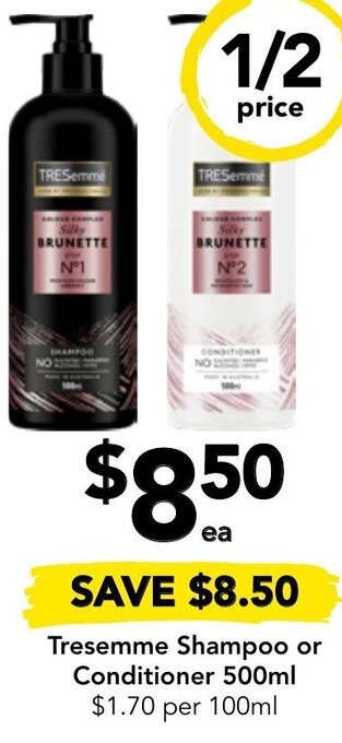Drakes Tresemme Shampoo or Conditioner 500ml offer