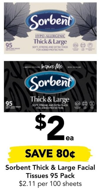 Drakes Sorbent Thick & Large Facial Tissues 95 Pack offer