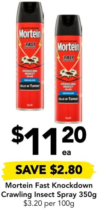 Drakes Mortein Fast Knockdown Crawling Insect Spray 350g offer