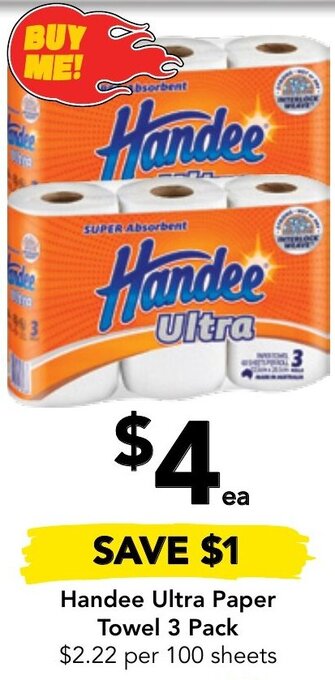 Drakes Handee Ultra Paper Towel 3 Pack offer