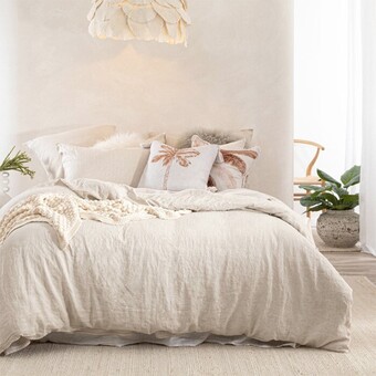 Pillow Talk Washed linen stone quilt cover set by m.u.s.e offer