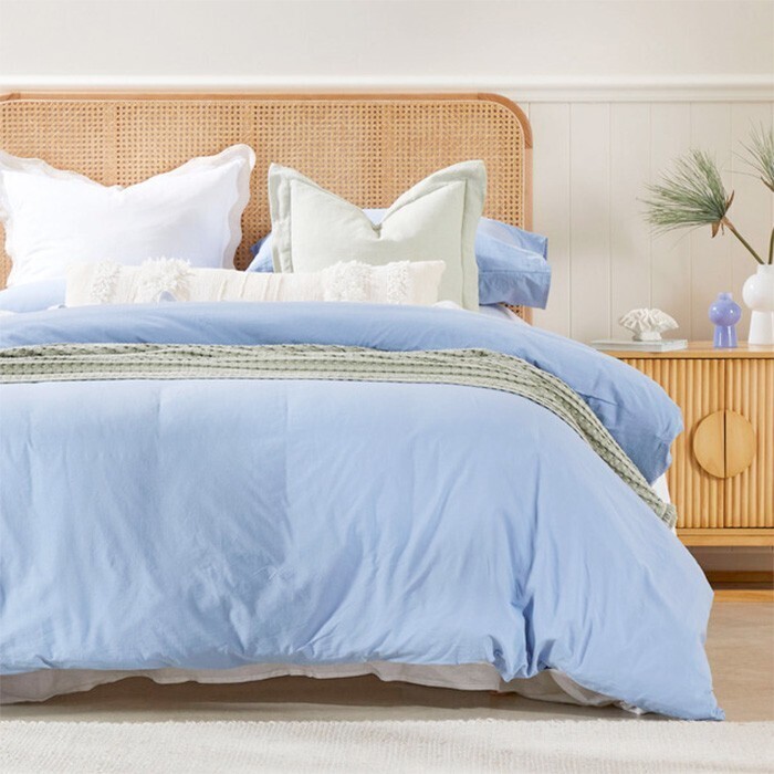 Stonewashed cotton blue quilt cover set by habitat offer at Pillow Talk