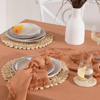 Pillow Talk Ashra rust table linen range by m.u.s.e offer