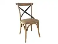 LivingStyles Bassel Oak Timber Metal Cross Back Dining Chair, Natural offer